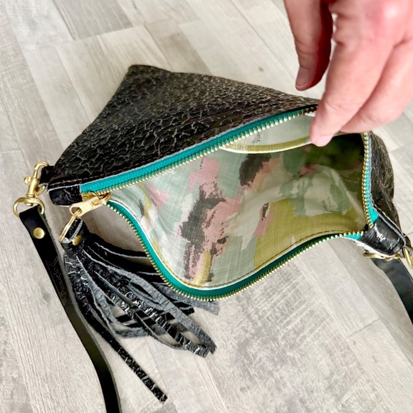 BuxieJo Checker Cow-hair/Cowhide Crossbody Bag - Picture 3 of 5